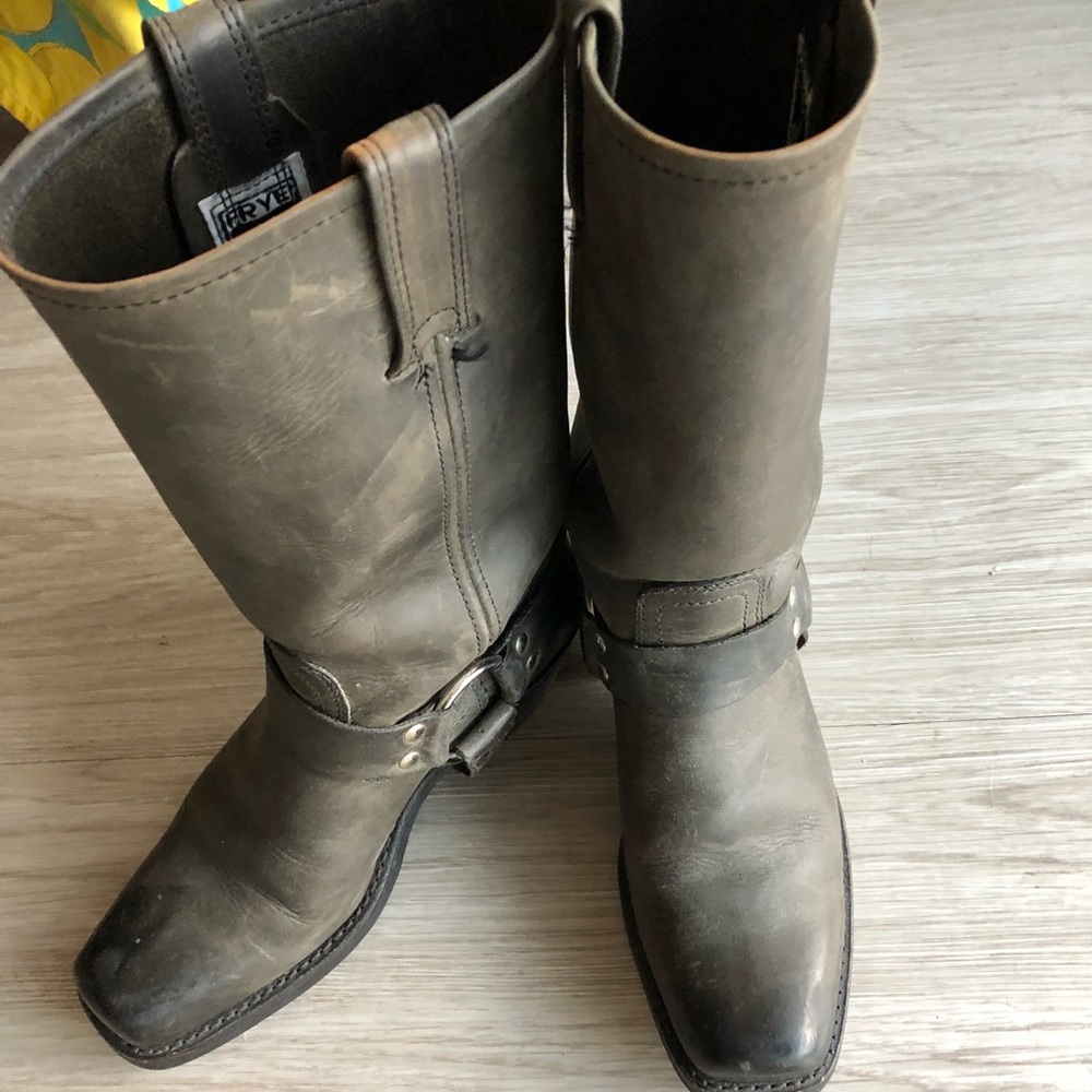 Frye 12 inch Grey Harness Boots